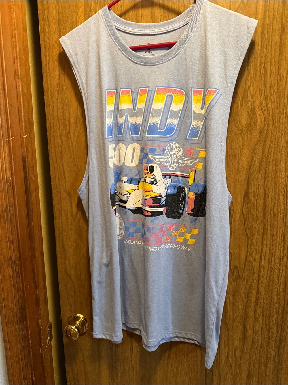 Indy 500 men's Graphic Muscle Tank Top - Light Blue